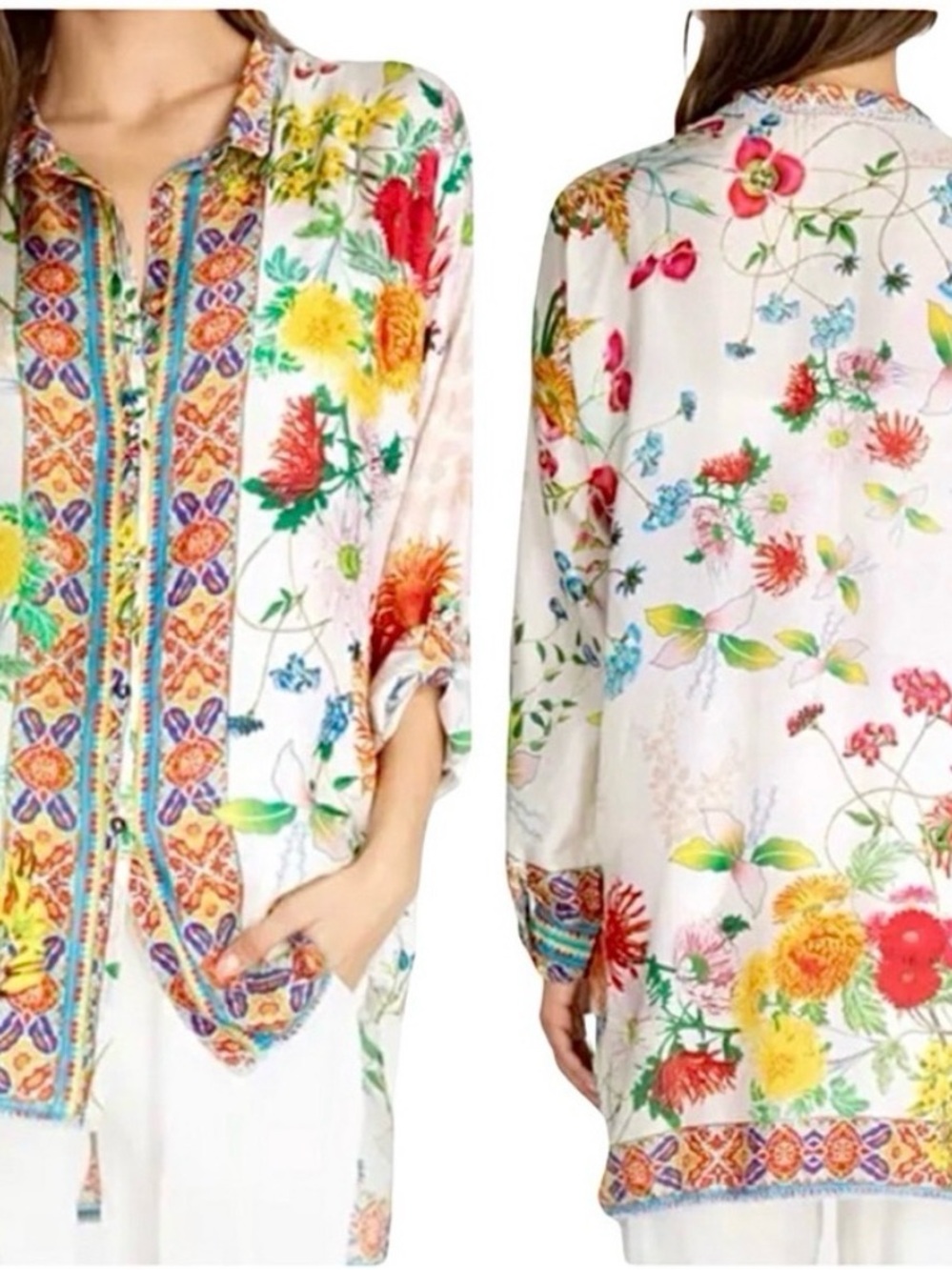 Johnny Was Jaffa 100% Silk Blouse